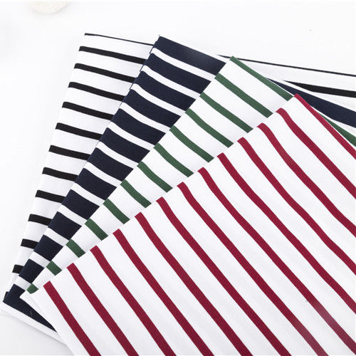 O fio tingiu o material feito sob encomenda da malha da listra do algodão da única tela do jérsei para o t-shirt