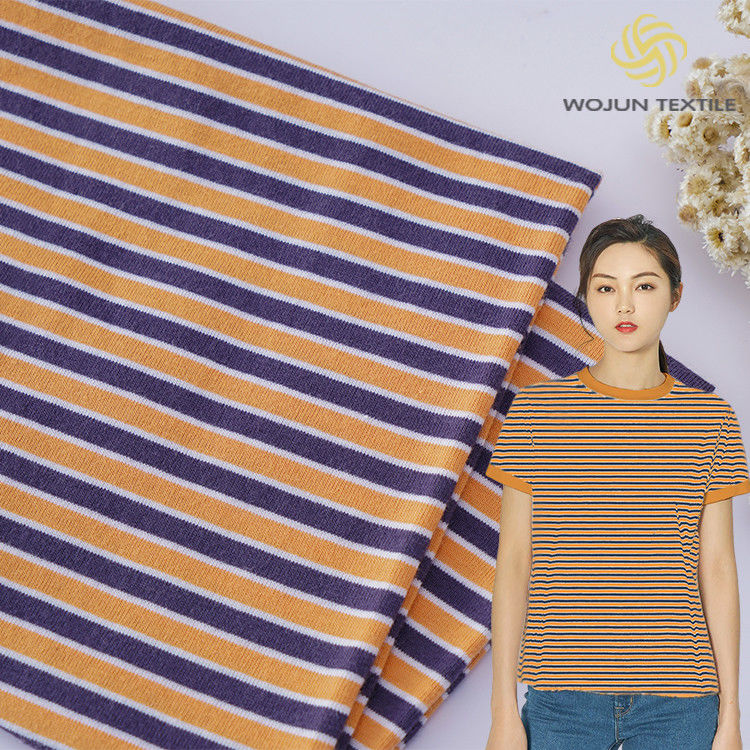 Tecido de alta qualidade, suave e amigável para a pele, de camisola única, de material listrado, para camiseta