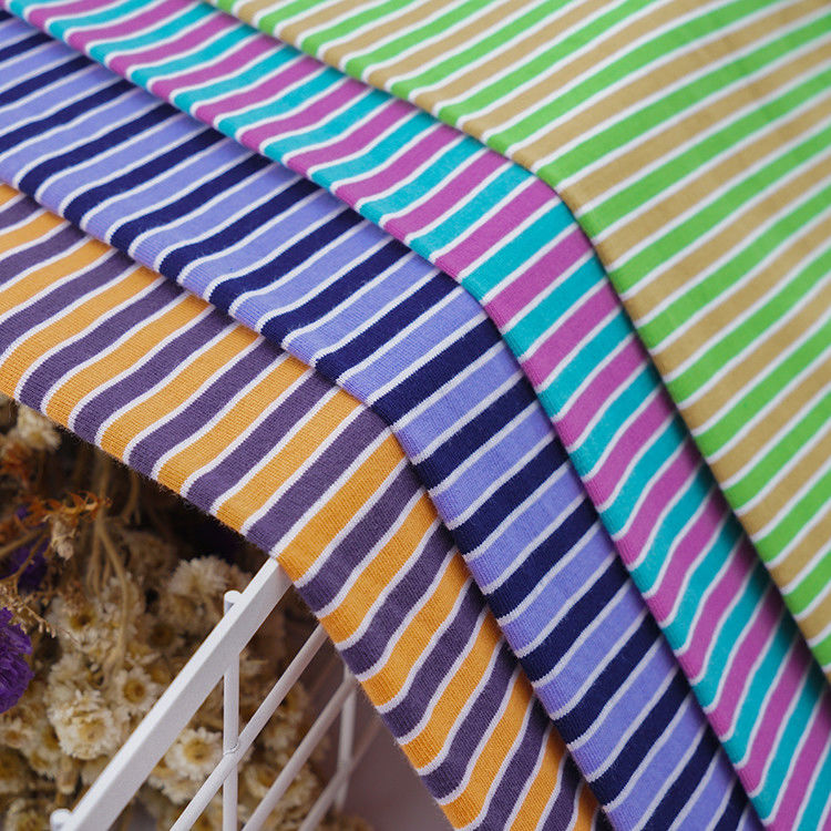 Tecido de alta qualidade, suave e amigável para a pele, de camisola única, de material listrado, para camiseta