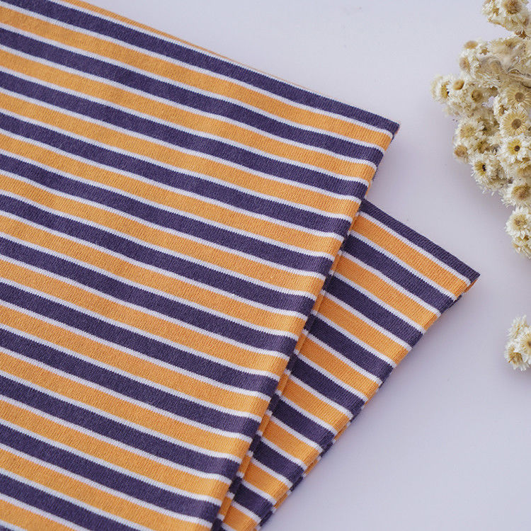 Tecido de alta qualidade, suave e amigável para a pele, de camisola única, de material listrado, para camiseta