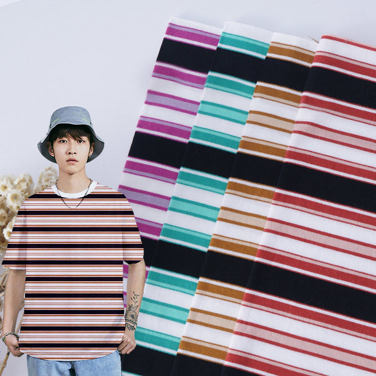 O delicado multicolorido personalizado da tela da listra do algodão suou o material absorvente 175cm