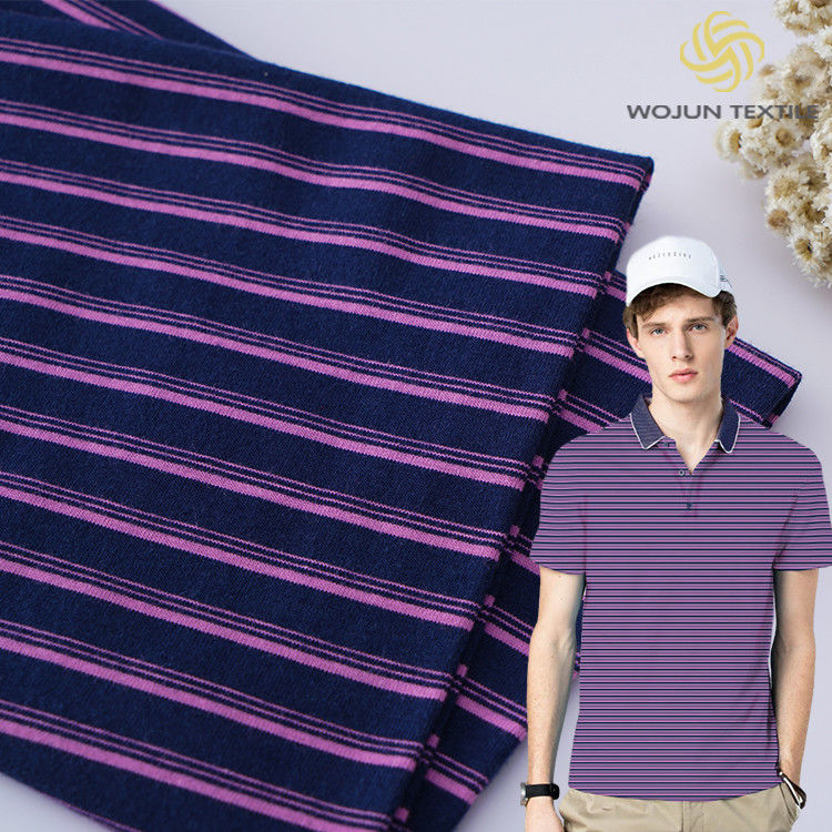 Tecido de algodão puro e suave, de tecido simples, de material listrado, de tecido para camisa de polo, amigável para a pele