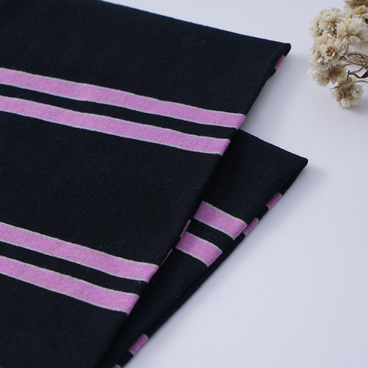 Comodidade de algodão simples absorvente de suor de material listrado Tecido para camiseta