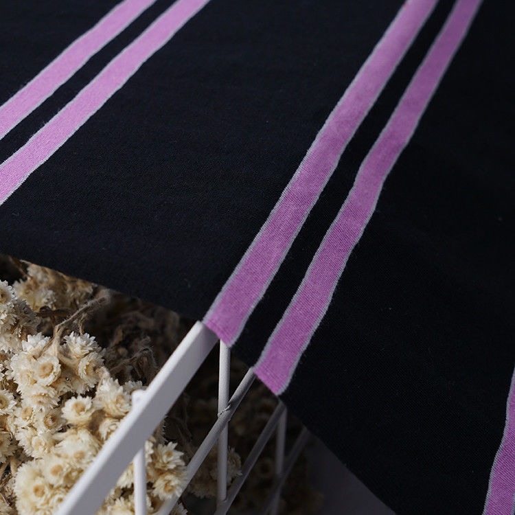 Comodidade de algodão simples absorvente de suor de material listrado Tecido para camiseta