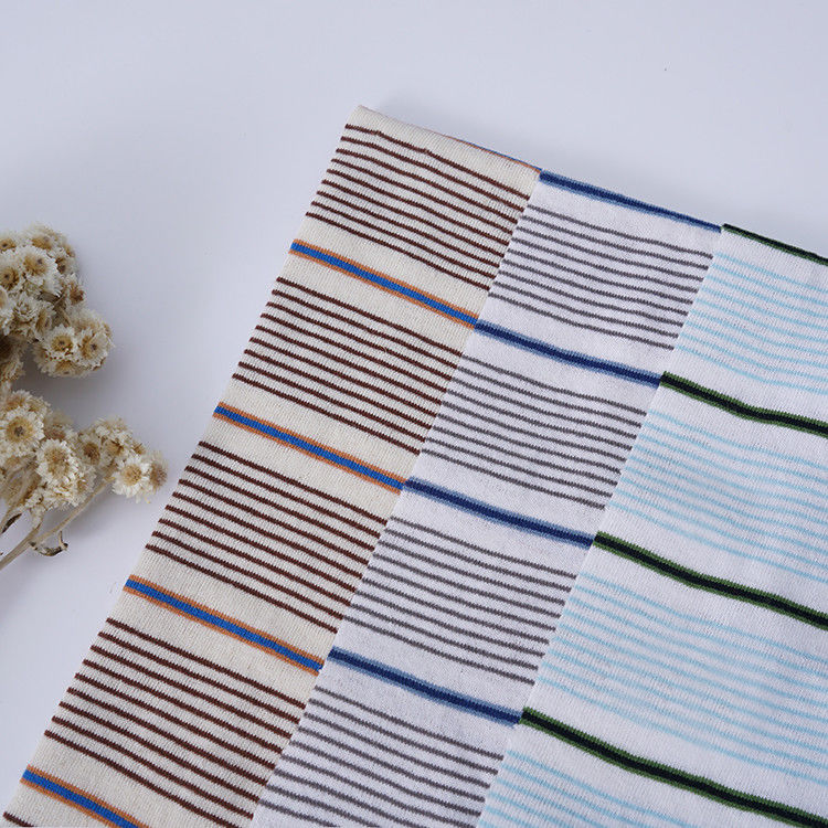 Tecido de algodão e linho resistente, absorvente de suor, de material listrado, para camiseta