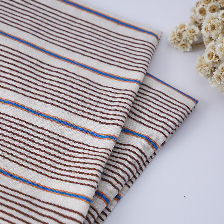 Tecido de algodão e linho resistente, absorvente de suor, de material listrado, para camiseta