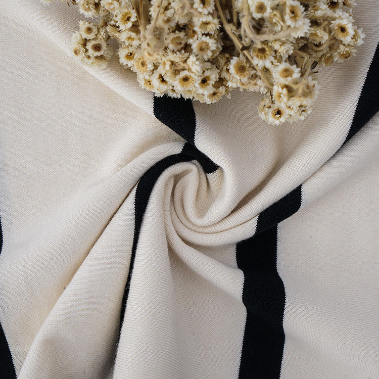 Elegante e durável confortável e duplo fio de algodão simples tecido de algodão a riscas para camiseta