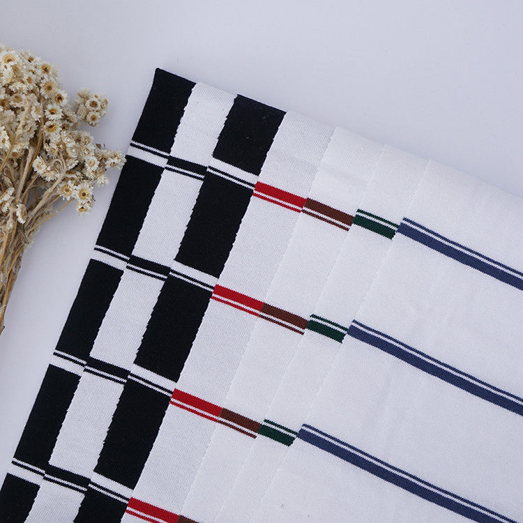 Fios duráveis de algodão puro e tecido de material absorvente e riscado respirável para vestuário desportivo