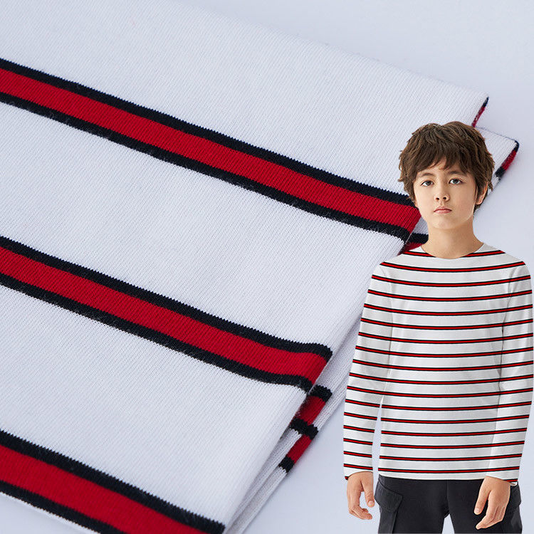 Tecido de linha dupla de algodão de alta qualidade e absorvente de suor Tecido de algodão a riscas para camisetas