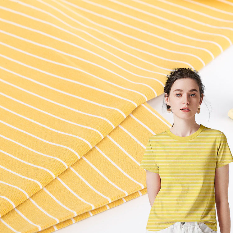 Moderno Confortável Camisa simples Tecido de algodão a riscas Para camiseta Amigável para a pele