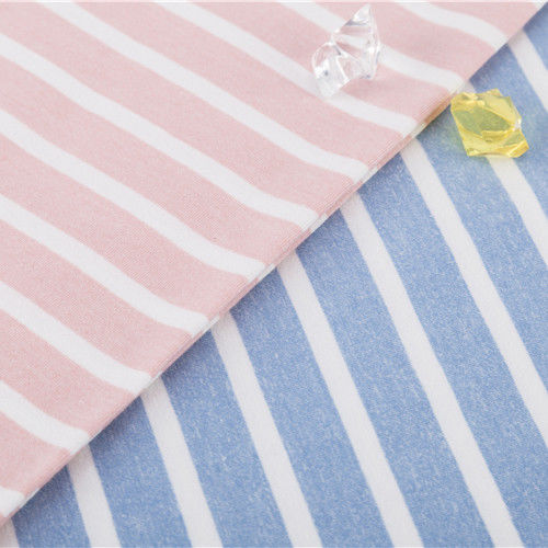 Texturas claras e elegantes de algodão de alta qualidade e tecido de malha a riscas para camisetas