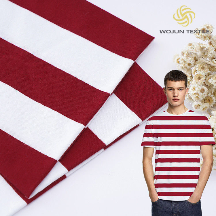 Tecido de alta qualidade, respirável e de algodão puro, confortável, de algodão a riscas, para camiseta.
