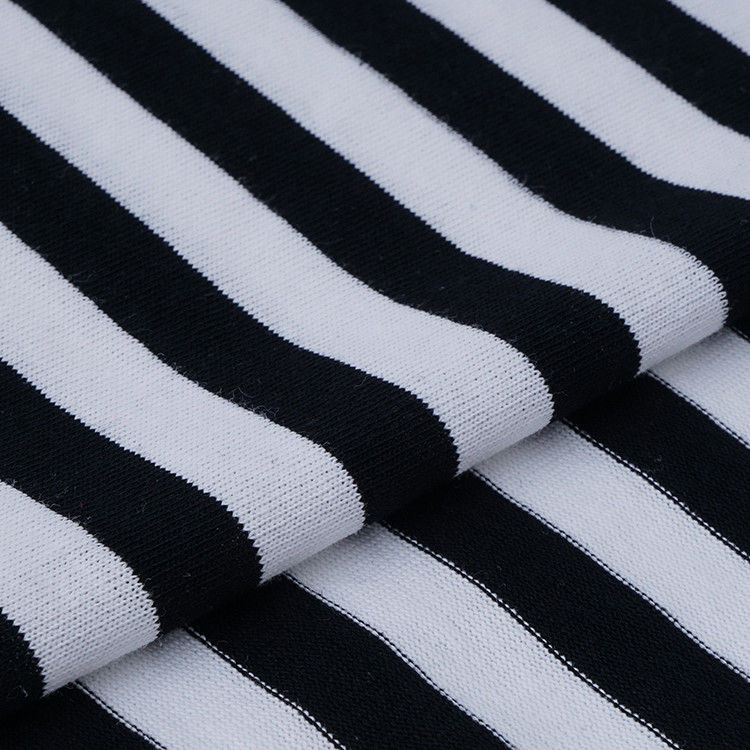 Tecido de algodão puro e listrado para camiseta, respirável, absorvente de umidade e elegante