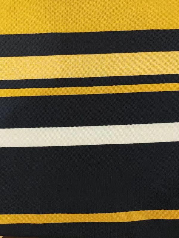 Texturas naturais confortáveis e respiráveis Tecido de material flexível com listras para camisa de polo