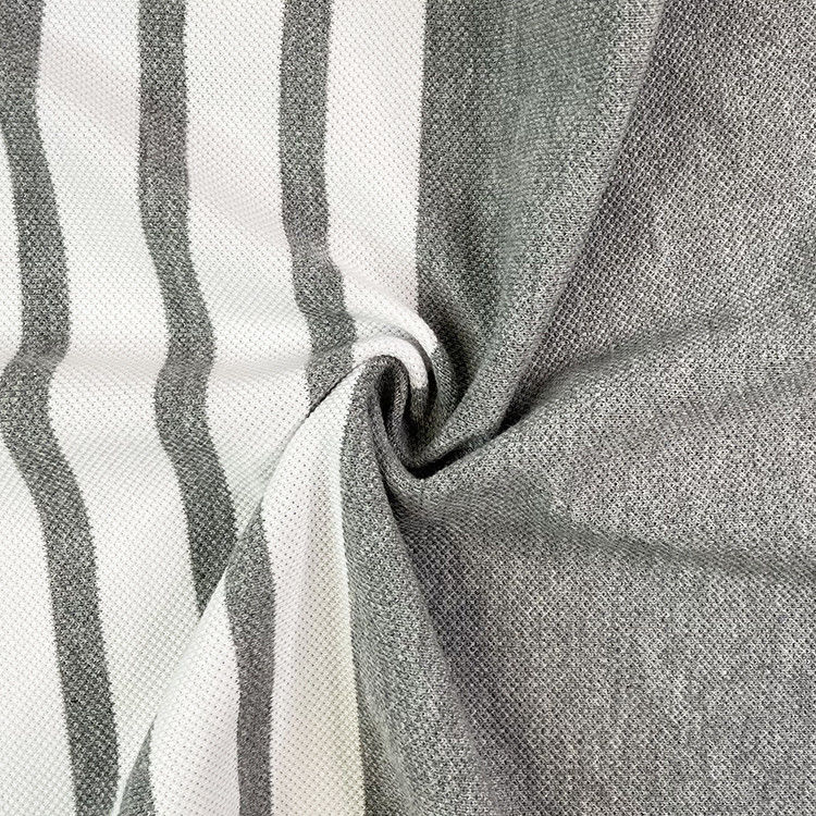 Tecido de algodão listrado suave e respirável para camiseta com fibra elástica para ajuste perfeito