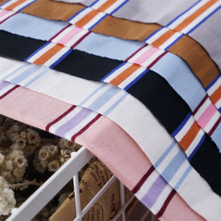 Tecido de algodão multicolorido e elegante, de tricote com listras, para camiseta