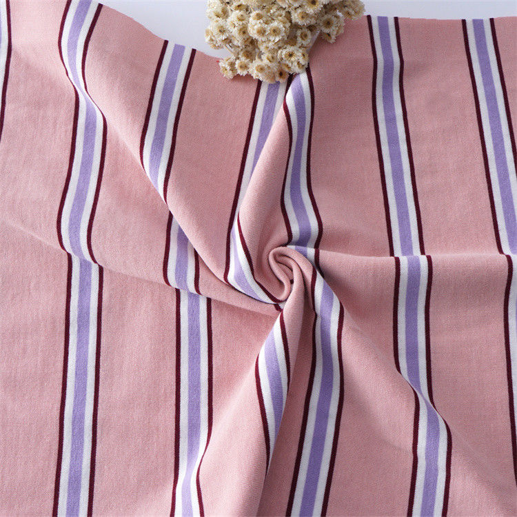 Tecido de algodão multicolorido e elegante, de tricote com listras, para camiseta