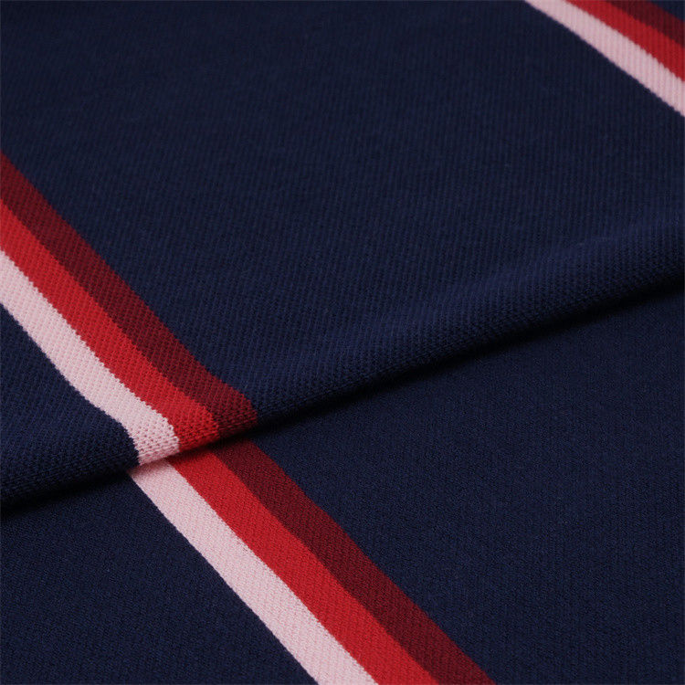 Boa textura Respirável Durável e resistente ao desgaste Tecido de tricô a riscas Para camisa de polo
