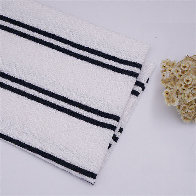 Tecido de tricô com listras respiráveis e confortáveis para camisa de polo