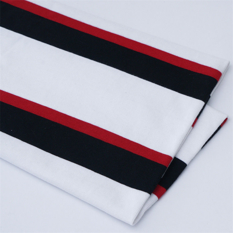 Tecido de alta qualidade e não fácil de deformar, respirável e refrescante, de malha a riscas, para camisa de polo.