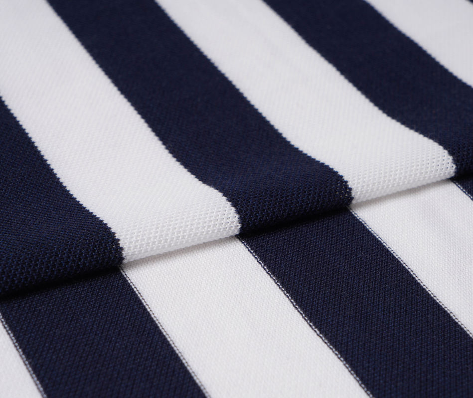 Tela de tricô natural e resistente a rugas resistência à cor versão anti-rugas e crocante tecido a riscas para camisa polo