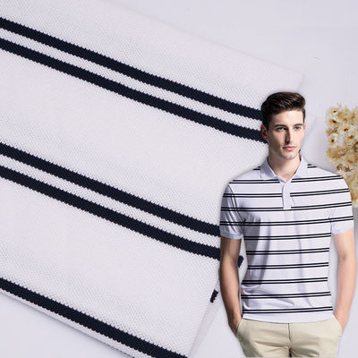 T-shirt com fios estriados Tissu de 220 gm de algodão puro Material de malha absorvente de suor