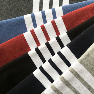 Bom preço. Tecido de algodão simples de malha, com listras, corado 350 gm, para Terry Francês on-line