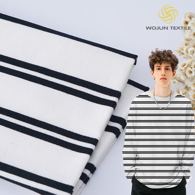 Tecido de algodão liso Francês Terry Preto e Branco Tecido listrado 225gm