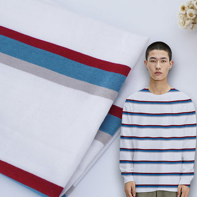 Fio listrado feito malha do dobro do tecido de algodão para a roupa longa da luva