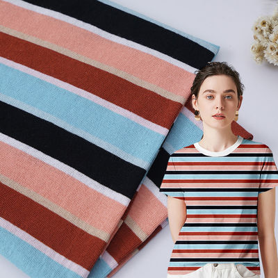 Bom preço. Absorve o suor e refresca Tecido de algodão a riscas para camiseta de alta durabilidade on-line