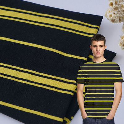 Tecido de material estriado de algodão simples, absorvente de suor, resistente a rasgos para camisetas