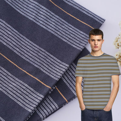 Tecido de algodão e linho puros e transpiraveis, absorvente de suor, de material listrado, para camiseta