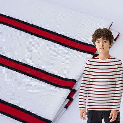 Tecido de linha dupla de algodão de alta qualidade e absorvente de suor Tecido de algodão a riscas para camisetas