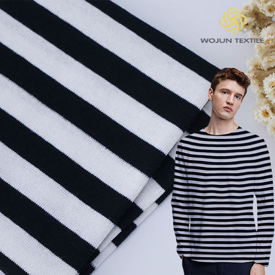 Tecido de algodão puro e listrado para camiseta, respirável, absorvente de umidade e elegante