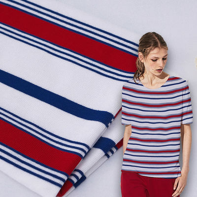 Elegante e elegante perto da pele tecido de algodão com listras respirável para camiseta