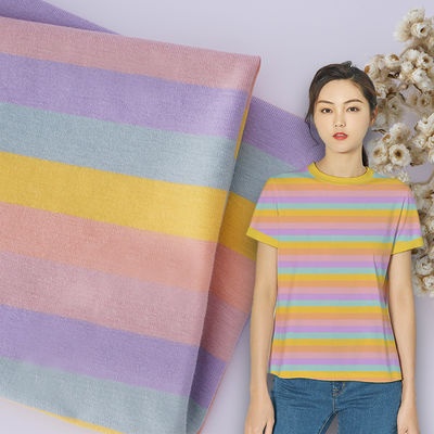 Bom preço. Boa textura respirável saudável e seguro e tecido de malha único de riscas para camiseta on-line