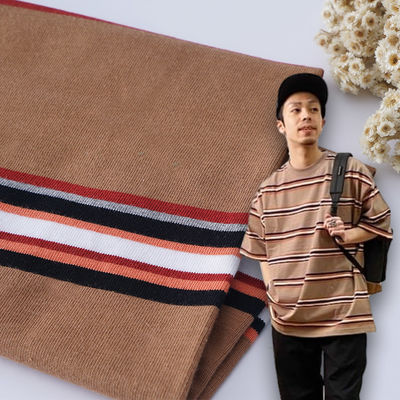 Bom preço. Tecido de malha de algodão a riscas para uso casual, amigável à pele e respirável, absorvente de umidade on-line