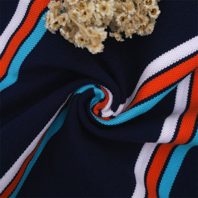 Bom preço. Tecido de tricô com listras resistentes ao desgaste para camisa de polo on-line