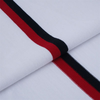 Tecido de alta qualidade e não fácil de deformar, respirável e refrescante, de malha a riscas, para camisa de polo.