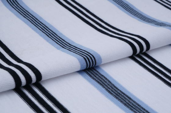 Bom preço. Tecido de malha listrado, resistente ao desgaste, amigo da pele, confortável e respirável, para roupa casual on-line