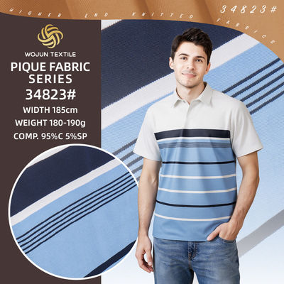 Bom preço. Absorvente de suor e respirável e elegante Alta resistência de cor Tecido de tricô a riscas para camisa de polo on-line