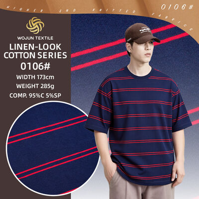 Bom preço. Tecido de malha listrado, suave, respirável e absorvente de umidade, para camiseta on-line