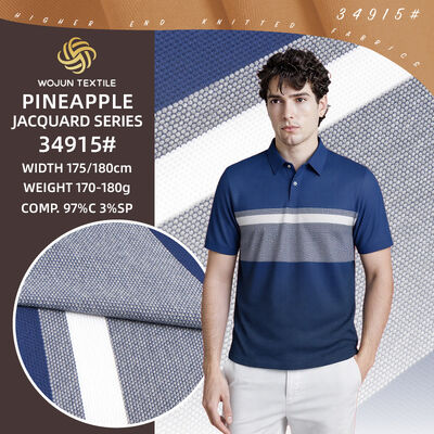 Bom preço. Série Casual de Negócios: 97/3 algodão spandex abacaxi crocante e textura respirável tecido de material listrado para camisa de polo on-line