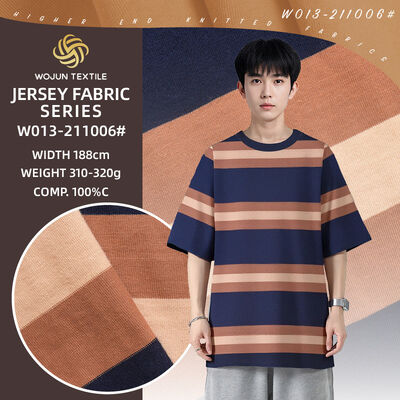 188cm 100% Algodão, Fresco e Respirável, Tecido Listrado de Alta Qualidade e Resistente à Cor para Camiseta