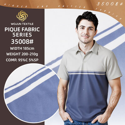 Bom preço. Tecido Piqué de Algodão Listrado: Textura Stretch de 210gsm para Camisetas Premium on-line