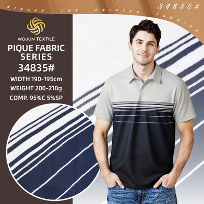 Bom preço. Tecido Piquet de Algodão Listrado 195cm: Elasticidade Ultra-Ampla para Polos Modernas on-line