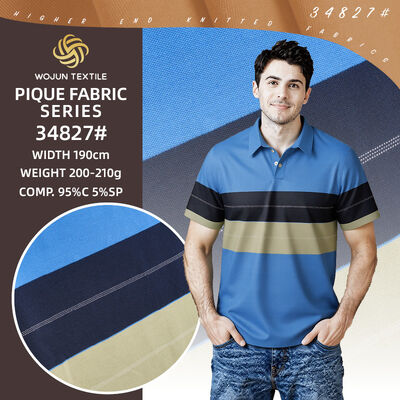 Bom preço. Tecido Piqué de Algodão Listrado de 190cm: Stretch Tingido em Fio para Polos Modernos on-line