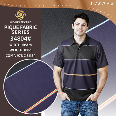 Bom preço. Tecido Pique de algodão listrado de 180 gramas: A mistura Summerweight 97/3 on-line