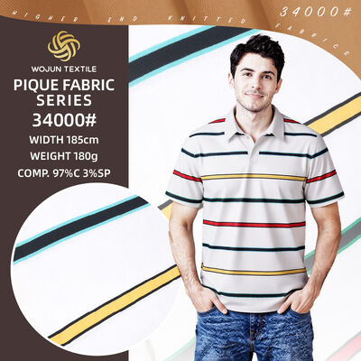 Bom preço. Tecido Piqué de Algodão Listrado de 190cm: Stretch Tingido em Fio para Polos Modernos on-line