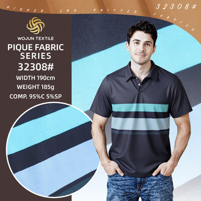 Bom preço. Tecido Piqué de Algodão Listrado de 190cm: Stretch Tingido em Fio para Polos Modernos on-line